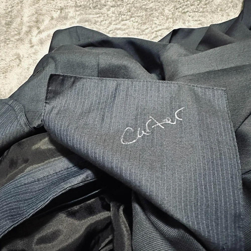 ERMENEGILDO ZEGNA Suit Pants Men's 36R Blue Wool Pleated Cuffed Tailored Romania